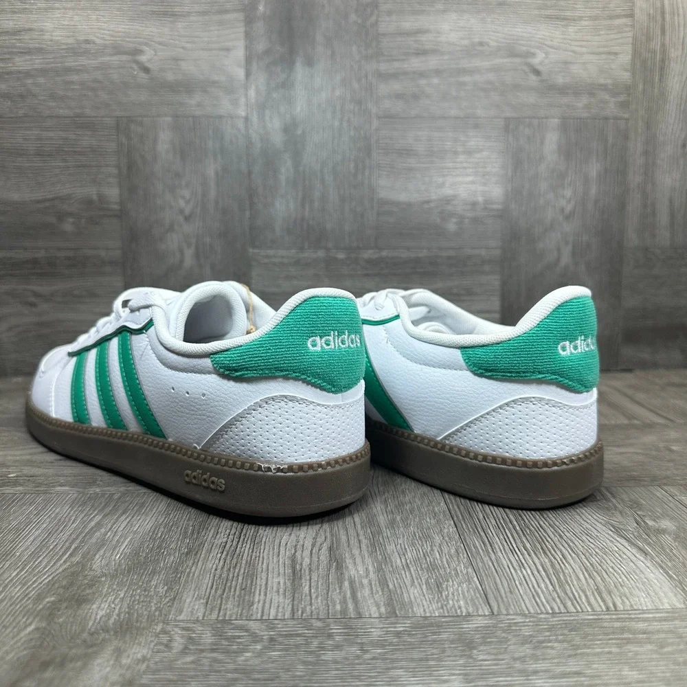 Adidas Breaknet Sleek Cloudfoam Women 8.5 White Green Gum Leather NEW ID6288 - Picture 5 of 10